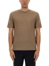 Zegna Oasis Linen T-shirt Crew Neck In Brown