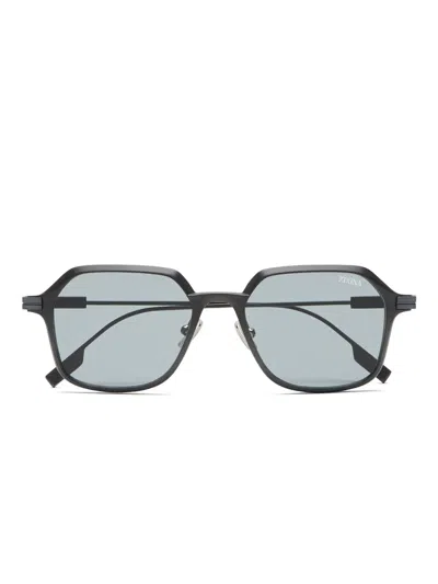 Zegna Octagonal-frame Sunglasses In Black