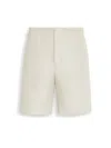 Zegna Off White Oasi Lino Bermuda Shorts In Off White