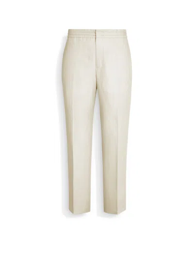 ZEGNA PANTALON EN OASI LINO BLANC CASSÉ