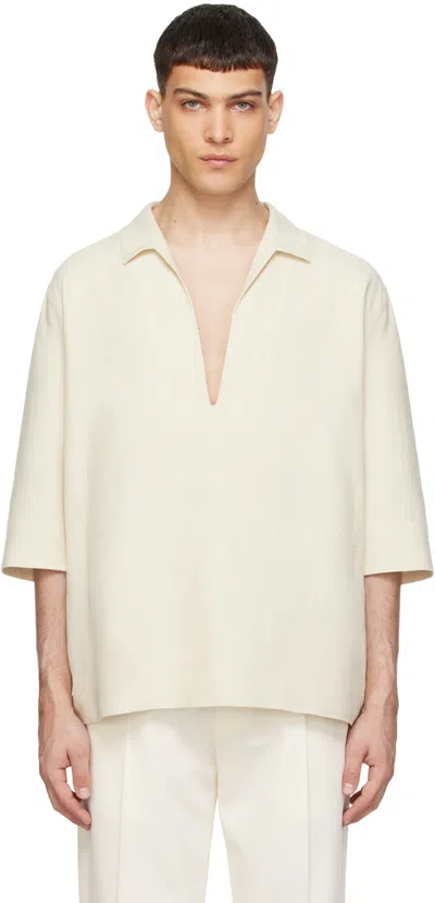 Zegna Off-white Open Placket Shirt In 773c60a7 Off White