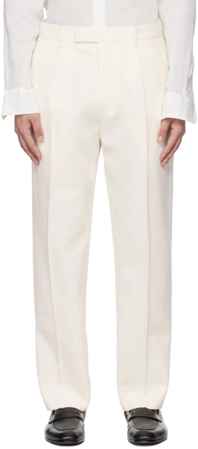 Zegna Off-white Pleated Trousers In N01 White