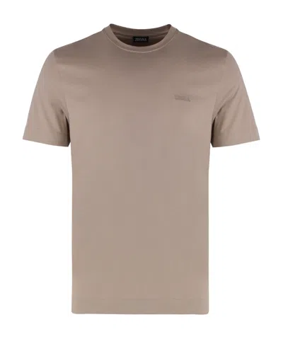 Zegna Cotton Crew-neck T-shirt In Turtledove