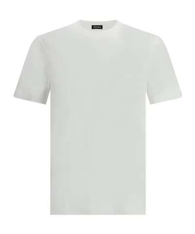 Zegna Open-necked Black Shirt In White