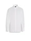 Zegna Optical White Structured Striped Centoventimila Cotton Shirt In Optical White