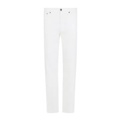 ZEGNA ZEGNA OPTICAL WHITE COTTON DENIM JEANS