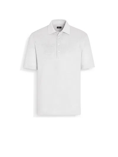 Zegna Optical White Linen Polo Shirt