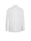 Zegna Optical White Structured Striped Centoventimila Cotton Shirt In Optical White