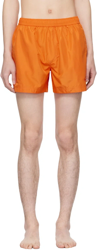 Zegna Orange Drawstring Swim Shorts In Arancio Brillant Uni
