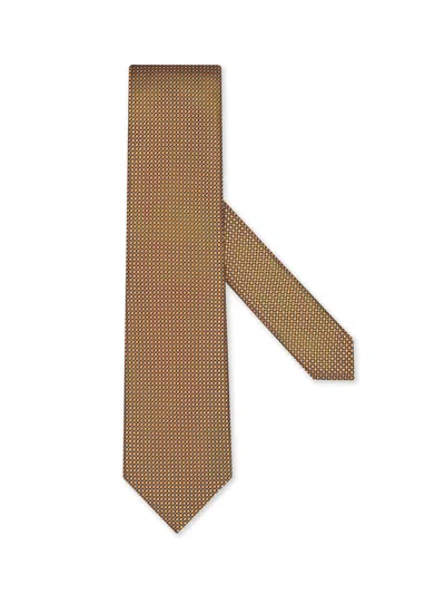 Zegna Orange Silk Tie In Neutral