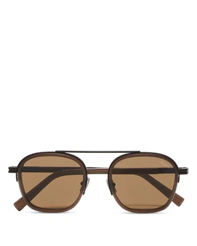 Zegna Orizzonte I Acetate & Metal Sunglasses, 51mm In Dark Brown