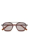 Zegna Opal Brown Orizzonte I Acetate And Metal Sunglasses In Dark Foliage
