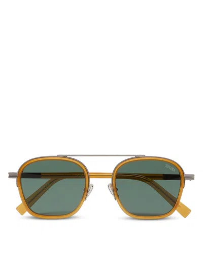 Zegna Orizzonte I Acetate & Metal Sunglasses, 51mm In Dark Yellow