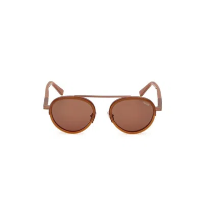 Zegna Orizzonte Ii Round Frame Sunglasses In Brown