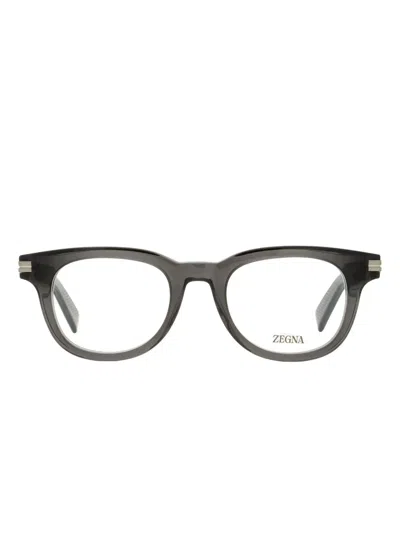 Zegna Oval Frame Glasses In Black