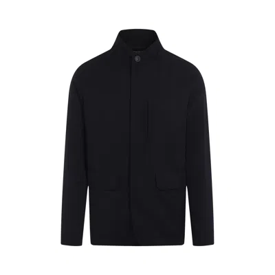 Zegna Jacket With Hidden Closure In Blue