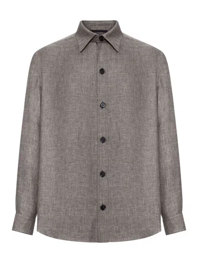 Zegna Overshirt In Cashmere Linen And Silk In Brown