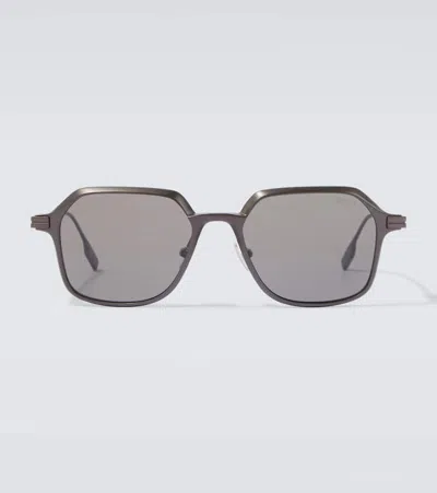 Zegna Oversized Aluminum Square Sunglasses In Gray
