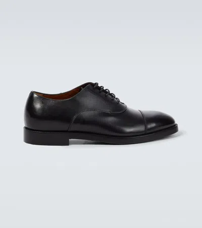 Zegna Black Textured Leather Lace Ups