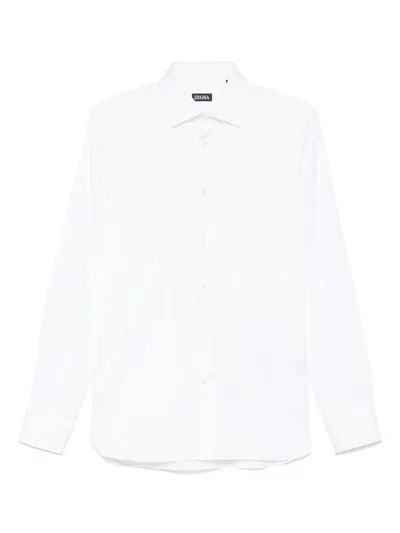Zegna Long-sleeved Button-up Shirt In White