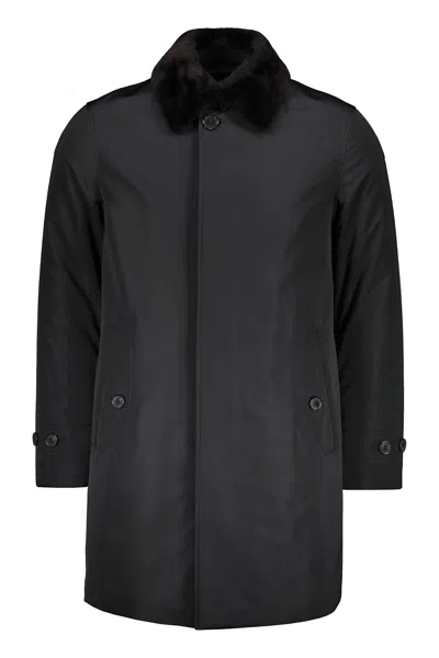 Zegna Padded Techno Fabric Coat In Blue