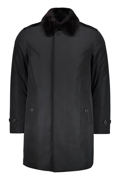 Zegna Padded Techno Fabric Coat In Blue