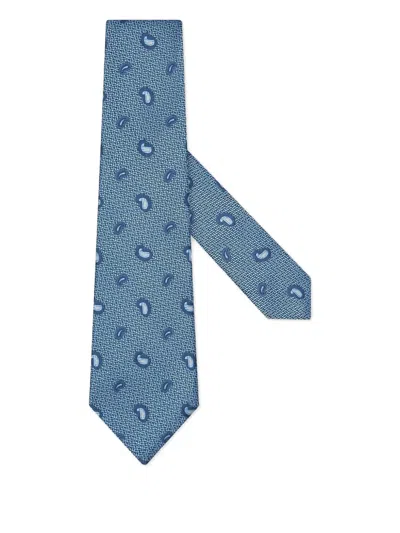 Zegna Paisley-pattern Silk Tie In Blue