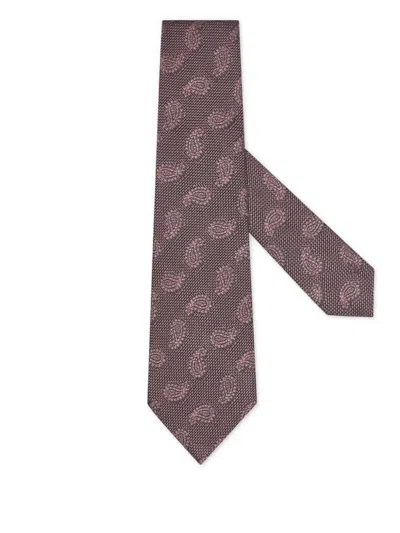 Zegna Paisley-pattern Silk Tie In Pink