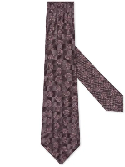 Zegna Paisley-print Silk Tie In Pink