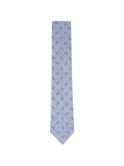 Zegna Paisley-print Tie In Blue