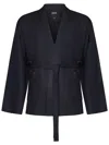 Zegna Linen Belted Pyjama Top In Blue