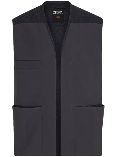 Zegna Panelled Waistcoat In Gray