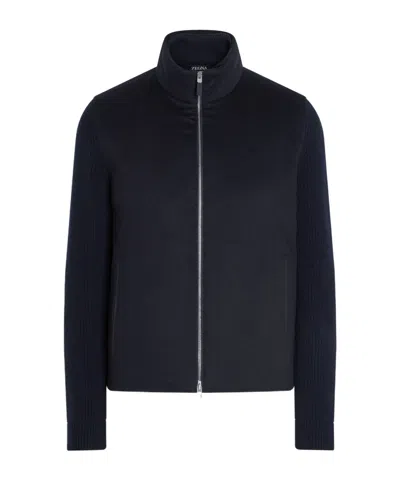 ZEGNA PANELLED ZIP-UP CARDIGAN