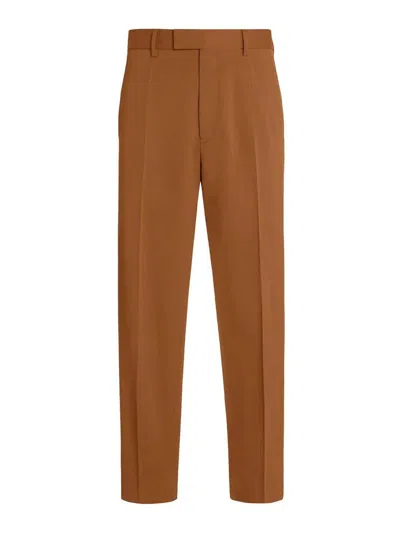 Zegna Vicuna Straight-leg Cut Trousers In Brown