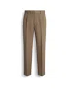 Zegna Pleated Tapered Trousers In Khaki