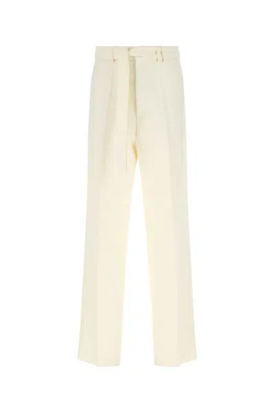 Zegna Man Ivory Wool Trouser In White