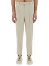 Zegna Elasticized Waist Regular Fit Linen Pants In Beige