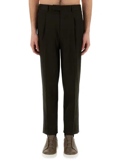 Zegna Men's Pants With Pleat In Brown