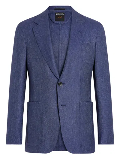 Zegna Patch-pocket Blazer In Blue
