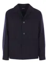 Zegna Patch-pocket Buttoned Shirt Jacket In Blue