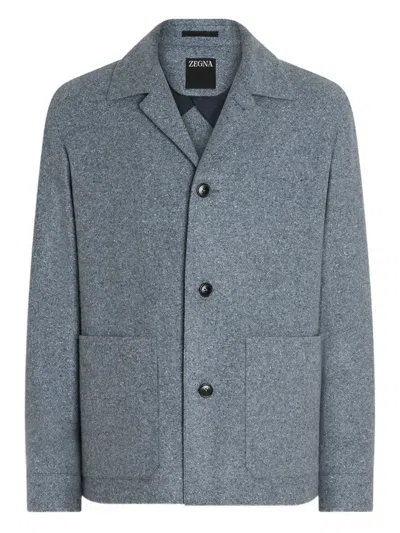 Zegna Cashmere And Silk Alpe Chore Jacket In Blue