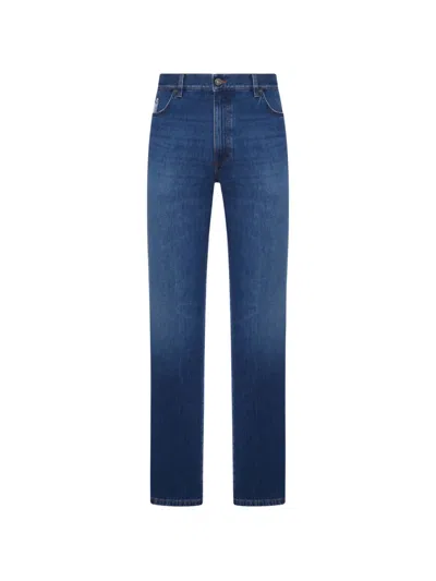 Zegna Patch Straight Jeans In Blue
