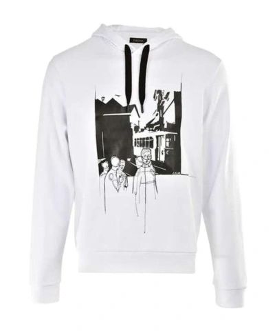 Zegna Pattern Printed Hooded Sweater In White