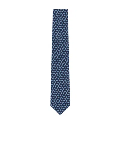 Zegna Patterned-jacquard Silk Tie In Blue