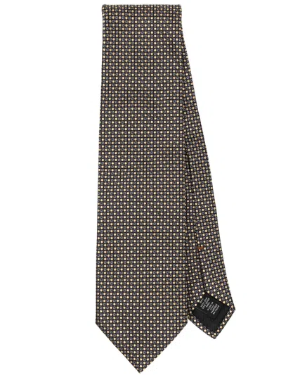 Zegna Patterned-jacquard Silk Tie In Black