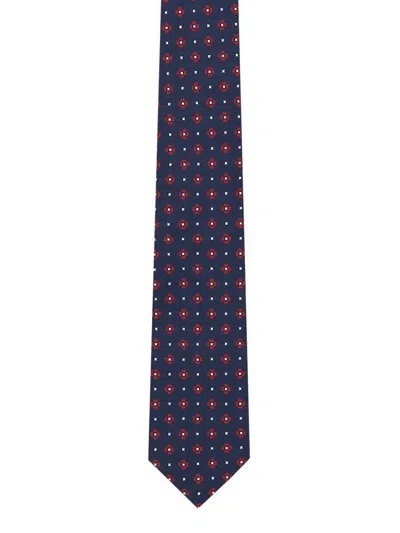 Zegna Patterned-jacquard Silk Tie In Blue