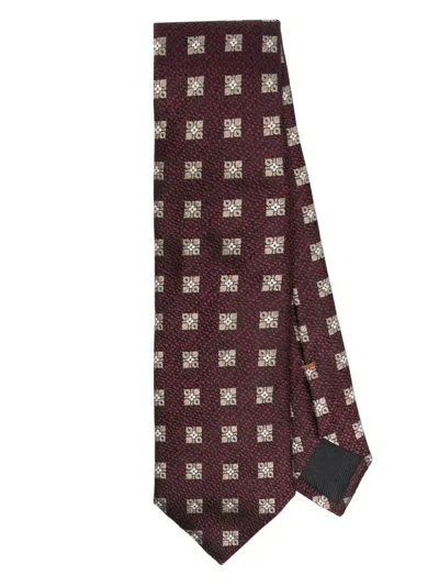 Zegna Patterned-jacquard Tie In 红色