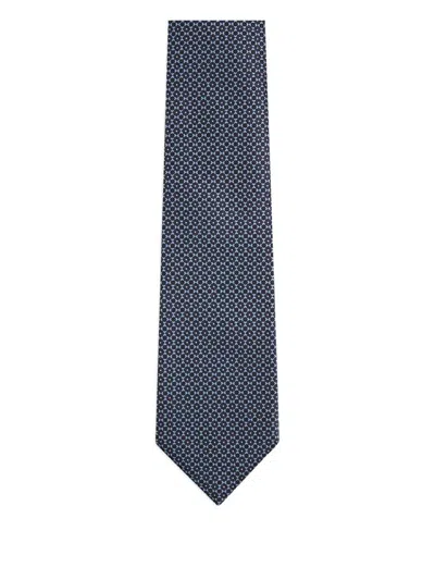 Zegna Patterned-jacquard Tie In Blue