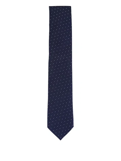 Zegna Patterned Polka-dot Tie In Blue