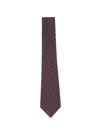 Zegna Patterned Silk Tie In Red